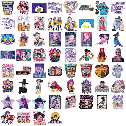 55-170PCS K-Pop Demon Hunters Anime Stickers – Waterproof DIY Decoration for Boys, Girls & Fans Gift