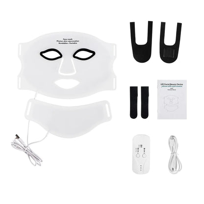 Silicone LED Mask with Neck – 7-Color Photon Red Light & Infrared Therapy, Flexible Wireless Facial Skin Repair Mask