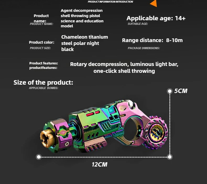 Shell-Ejecting Alloy Toy Pistol Set – Mini Finger Spinning Top Fidget & Sensory Desk Gadget for Teens