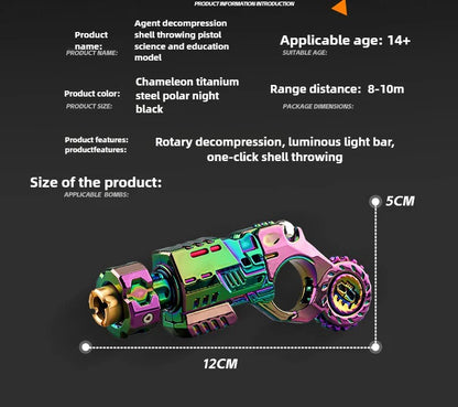 Shell-Ejecting Alloy Toy Pistol Set – Mini Finger Spinning Top Fidget & Sensory Desk Gadget for Teens
