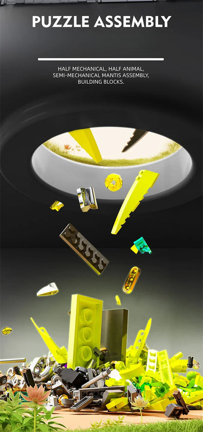 Mechanical Shark & Sea Life Building Blocks Set – Crocodile, Parrot, Mantis, Frog, Manta Ray Toy for Kids