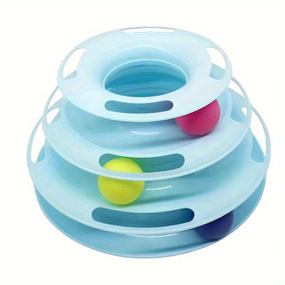 3-Layer Interactive Cat Toy Tower with Colorful Balls – Mental & Physical Exercise Puzzle Game for Active Cats
