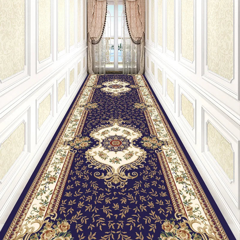 Luxury Chinese Classical Corridor Rug – Crystal Velvet Washable Carpet for Villa, Hotel & Hallway