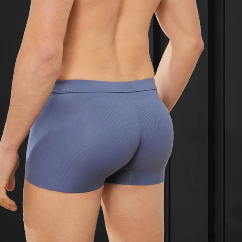 Men’s 3D U-Convex Boxer Briefs – Seamless Mid-Rise Ergonomic Underwear, Solid Color Comfortable Traceless Fit Boxers