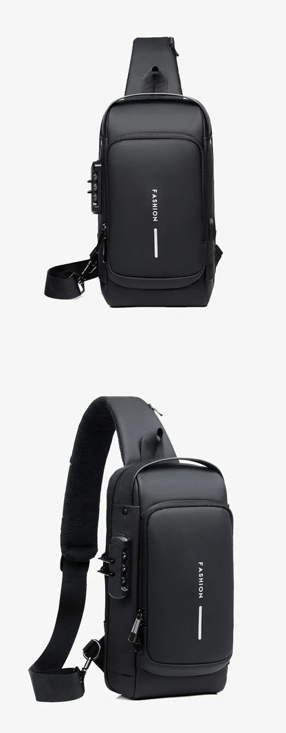 Designer Multifunction Anti-Theft USB Shoulder Bag – Travel Crossbody Messenger Sling Chest Bag for Men, Luxury Brand