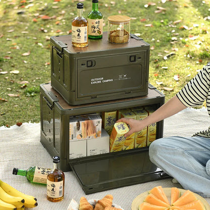Outdoor Camping Folding Storage Box: Car Food Storage Bag for Travel - Tableware & Equipment Organizer