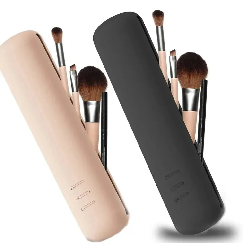Travel Silicone Makeup Brush Holder — Portable Waterproof Cosmetic Sponge & Brush Case for Women and Girls