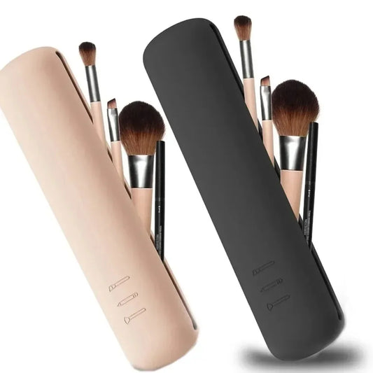 Travel Silicone Makeup Brush Holder — Portable Waterproof Cosmetic Sponge & Brush Case for Women and Girls