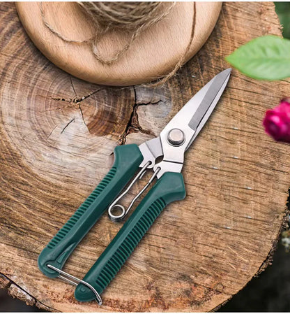 Straight-Head Pruning Shears - Stainless Steel Garden Scissors with Non-Slip Handle