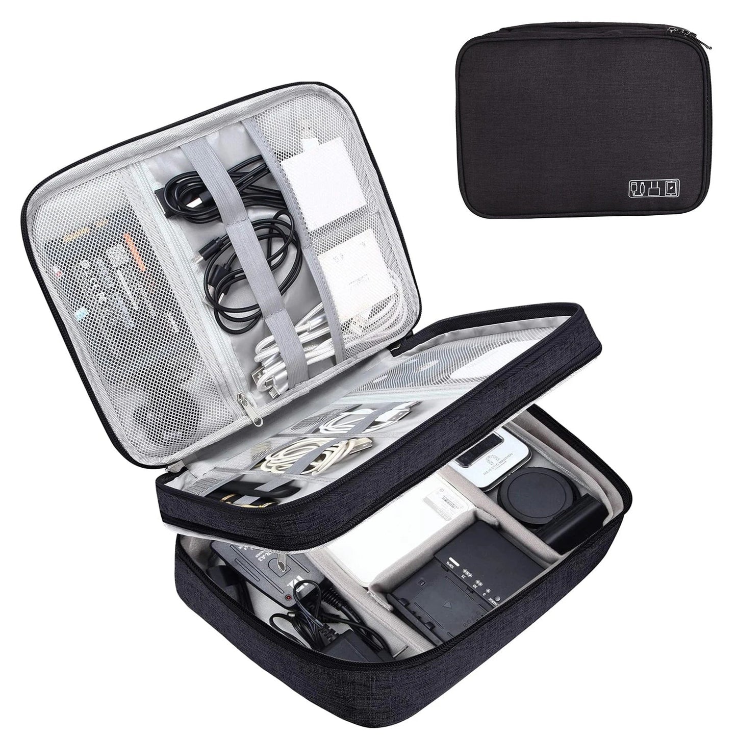 Waterproof Cable Storage Bag: Digital Electronic Accessories Organizer - Portable Travel Case for Cables and Chargers