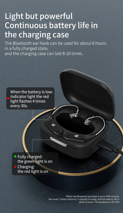 KZ AZ09 HD Bluetooth Earphones – Wireless HIFI Ear Hook Headset with Charging Case, Compatible with KZ EDXPRO ZSNPRO ZS10PRO