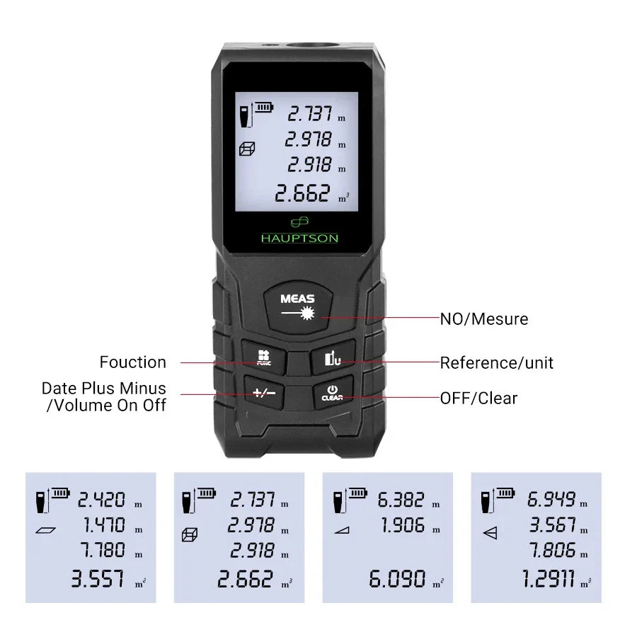HAUPTSON 70/100M Laser Distance Meter – Digital Rangefinder Tape for Building & Construction