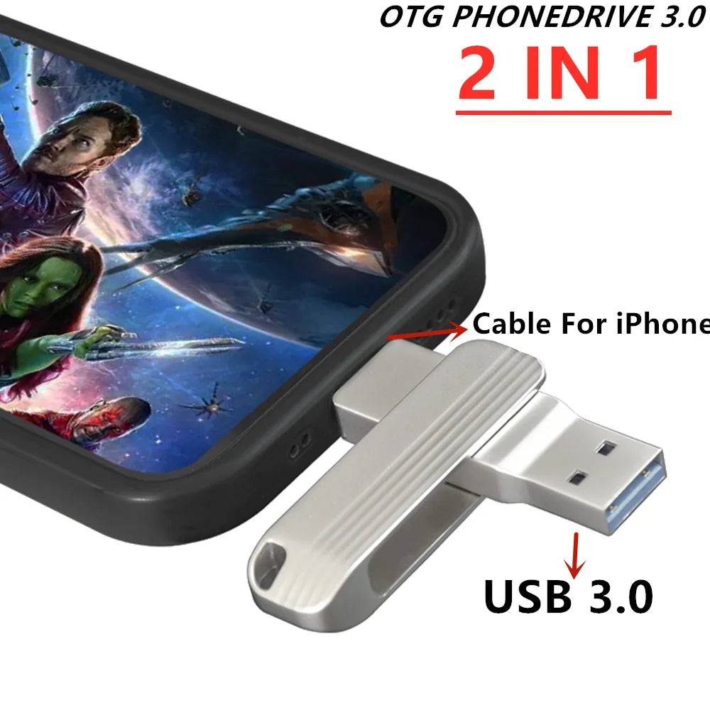 2-in-1 USB Flash Drive for iPhone & iPad – High-Speed OTG Pendrive 256GB/512GB/1TB/2TB External Storage