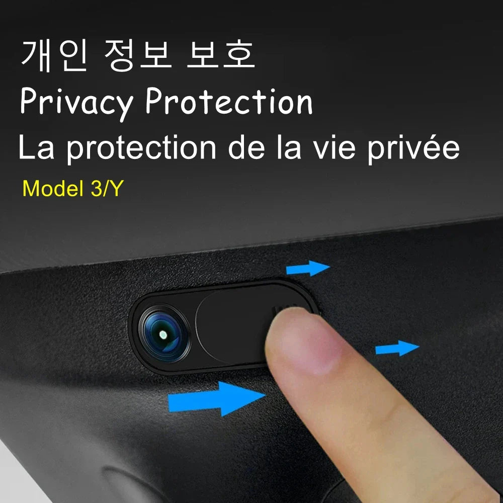 Tesla Model 3/Y Privacy Protector: Center Console Webcam Slide Switch Camera Cover - Interior Sticker Trim for Added Security