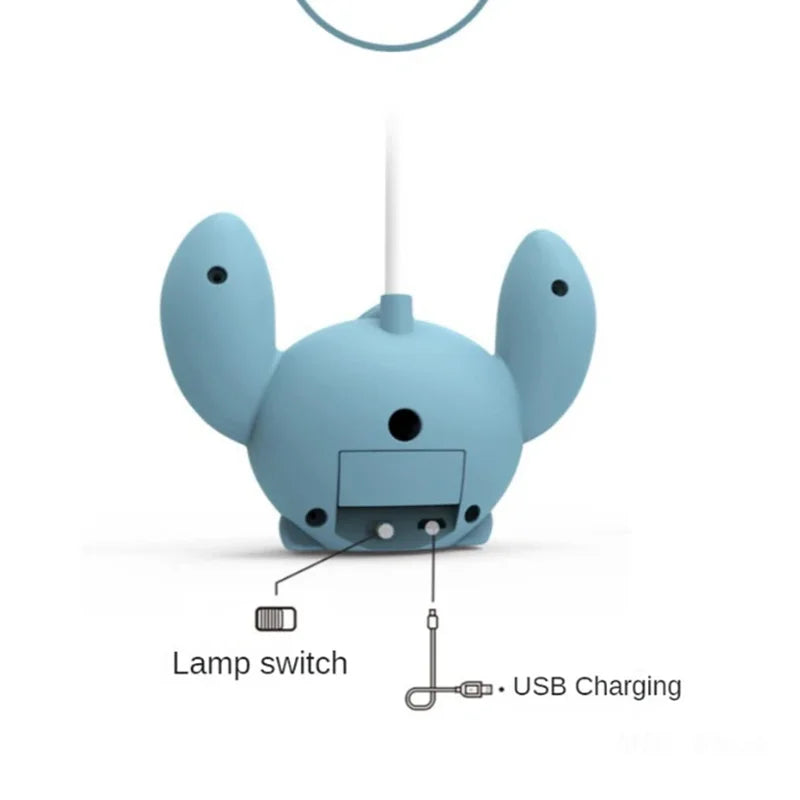 LED Lilo & Stitch Desk Lamp with USB Recharge, Foldable Night Light & Pencil Sharpener – Cute Desk Light Gift