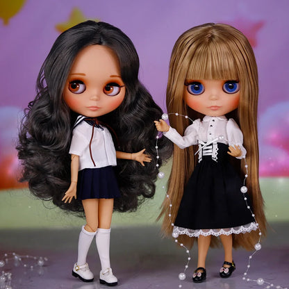 ICY DBS Blythe Doll – Tan Skin Matte Face with Eyebrows, 1/6 BJD Joint Body, Anime Christmas Gift