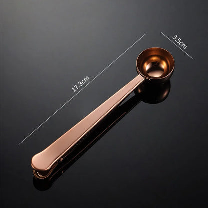 Stainless Steel Coffee Scoop with Clip – Multi-Function Spoon & Bag Sealer for Coffee Beans & Tea Leaves
