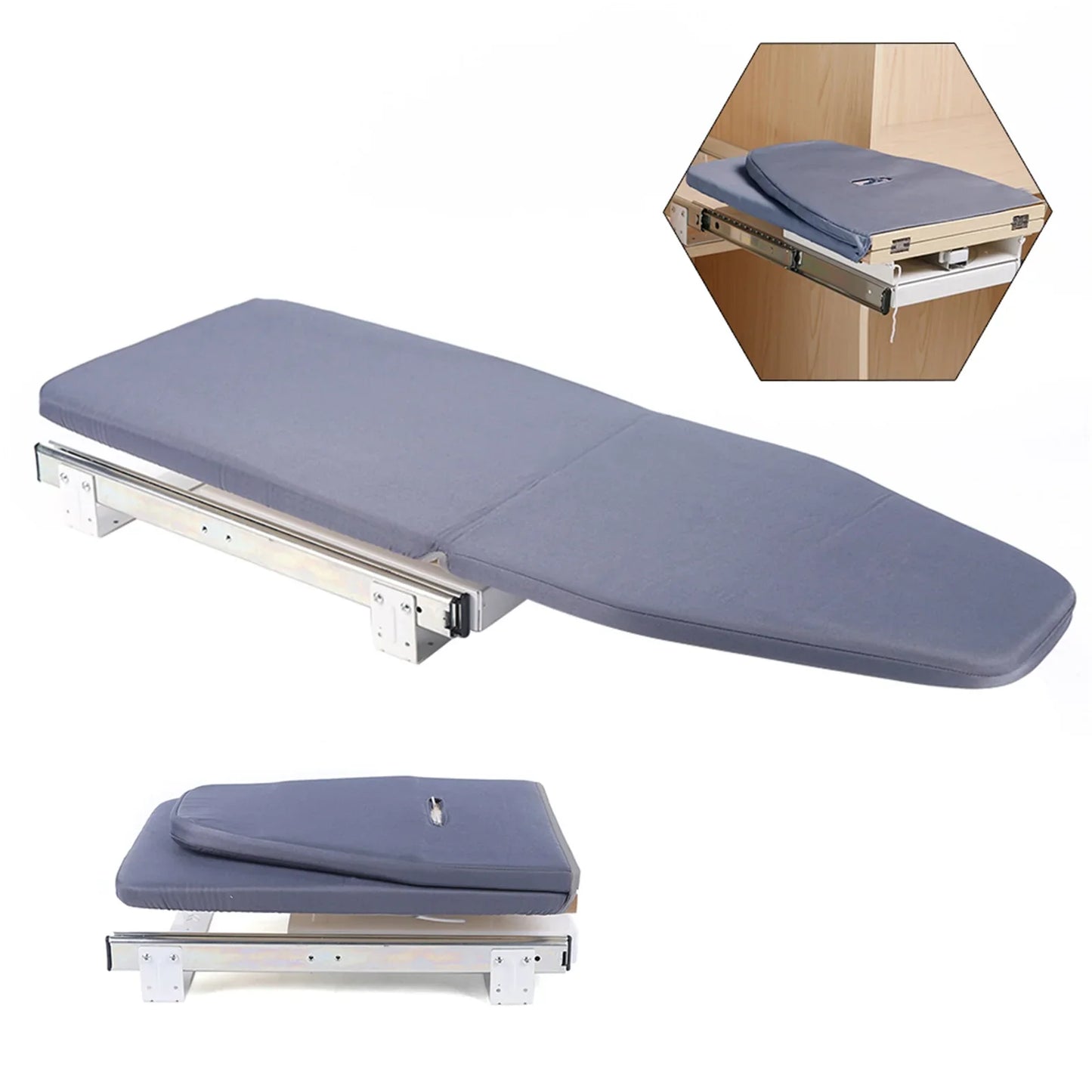Foldable Cabinet-Mount Ironing Board | Sturdy Metal Frame 80x29.5cm Gray