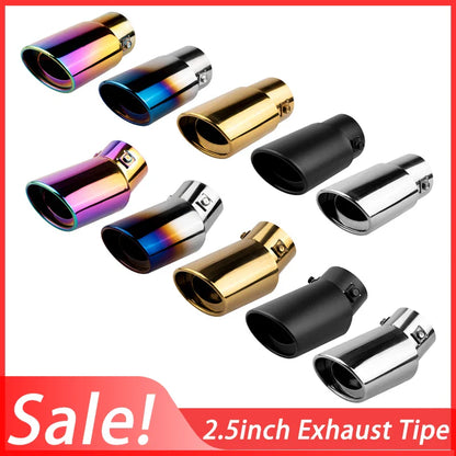 2.5" Stainless Steel Car Exhaust Muffler Tip – Chrome Rear Tail Pipe for Most Cars
