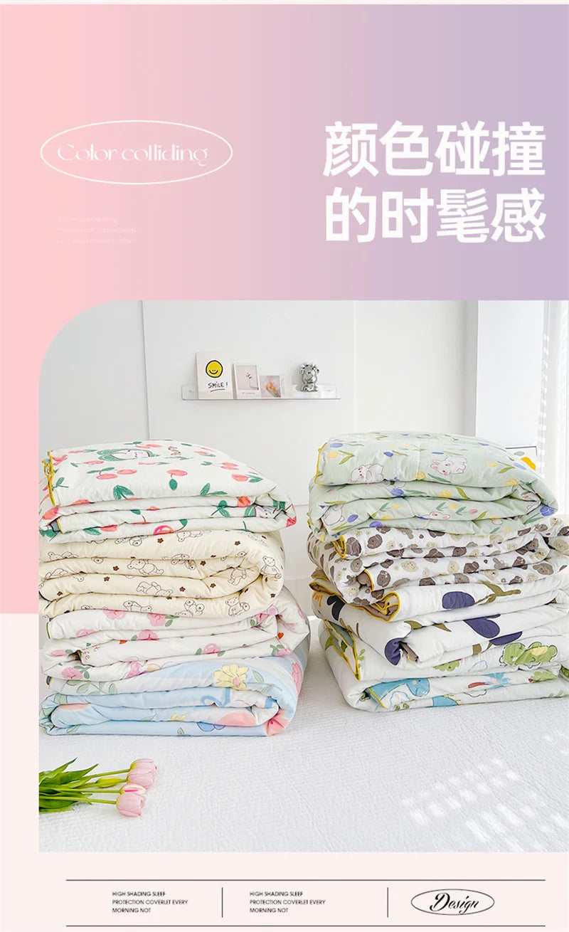 Washed Double Gauze Quilt – Lightweight Summer Comforter with Soya Fibre Filling, Soft & Breathable for Queen Size