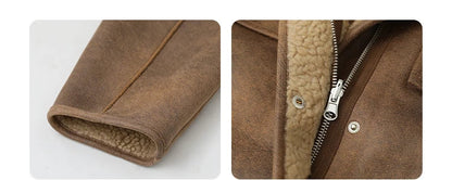 CHIC VEN Women's Reversible Jacket – Thick Suede, Motorcycle Style, Loose Fit Winter & Autumn Outerwear 2023