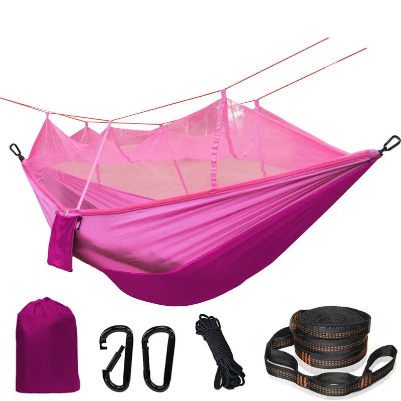 Lightweight Camping Hammock with Mosquito Net - Breathable 210T Nylon Outdoor Hammock