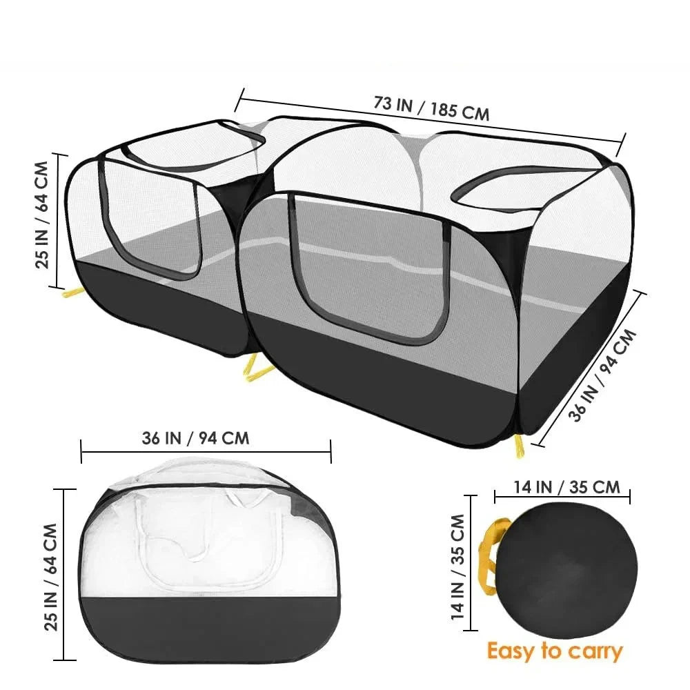 Portable Small Animal Playpen - Foldable Pet Cage with Transparent Mesh for Cats & Chickens