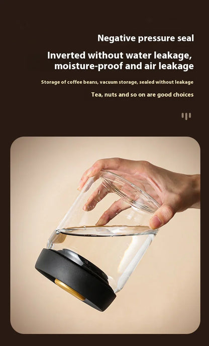 Coffee Bean Vacuum Sealed Glass Jar — Light-Proof, Airtight Container for Food, Grains, Candy & Moisture-Proof Storage