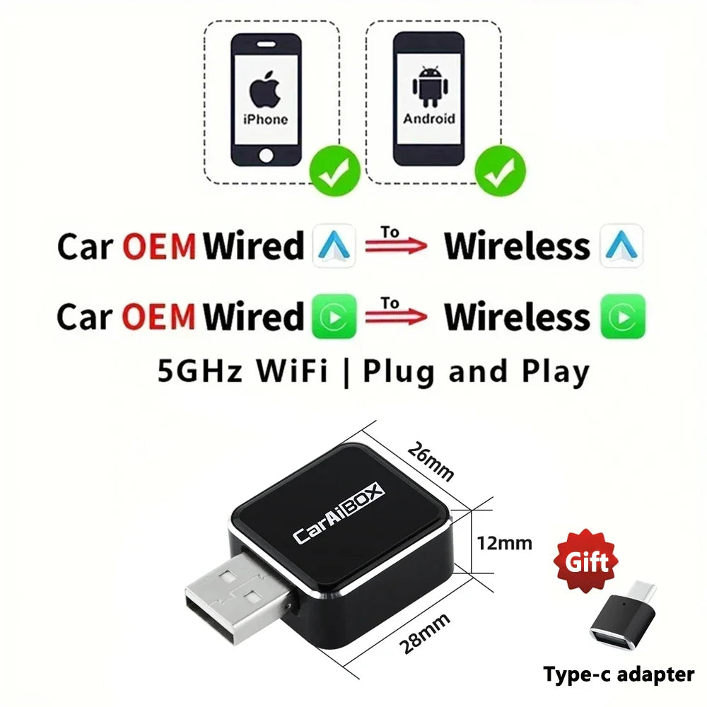 EKIY 2-in-1 AI Smart Box — Wireless CarPlay & Android Auto Adapter with Wired CarPlay for Car Intelligent Systems