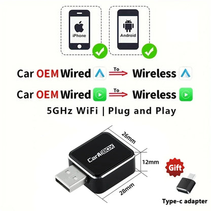 EKIY 2-in-1 AI Smart Box — Wireless CarPlay & Android Auto Adapter with Wired CarPlay for Car Intelligent Systems