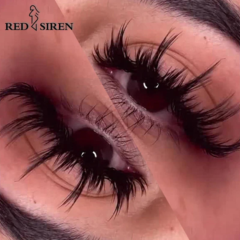 RED SIREN Wet Manga Lashes – Long, Thick Natural Fake Eyelashes for Korean Makeup Fashion