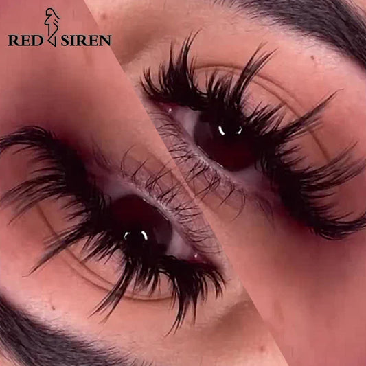 RED SIREN Wet Manga Lashes – Long, Thick Natural Fake Eyelashes for Korean Makeup Fashion