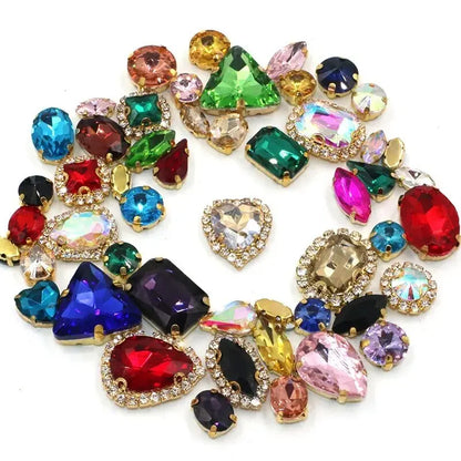 50PCS Water Drop & Round Claw Drill Diamonds – Multi-Shape Gems for Wedding Dresses, Shoes & Accessories