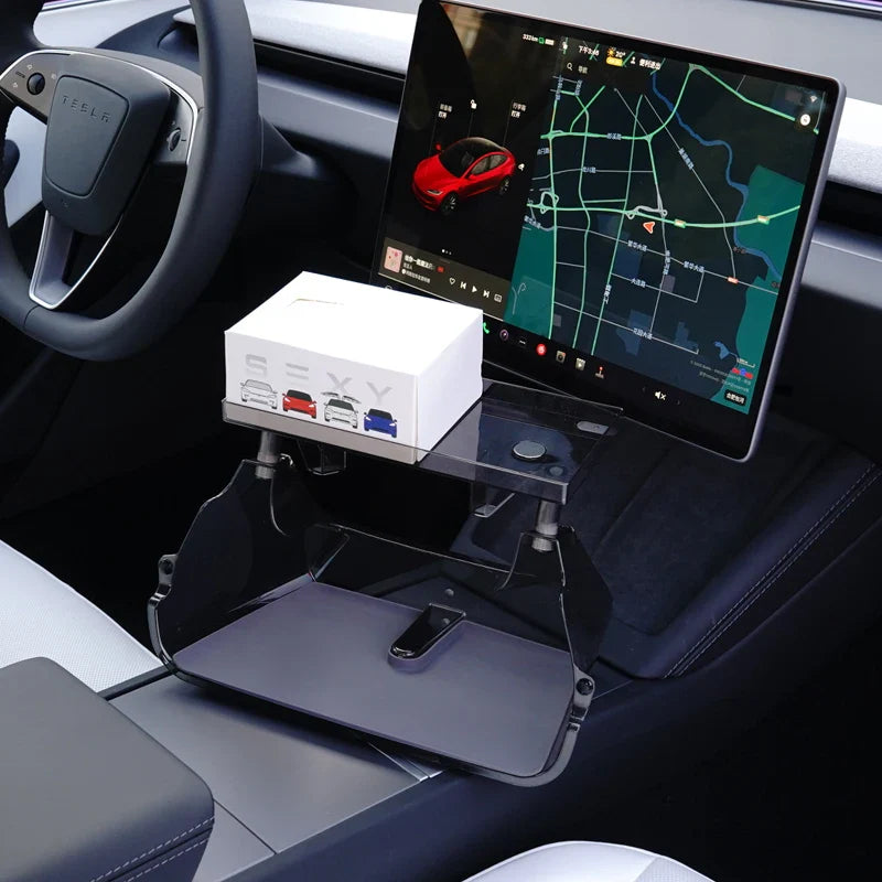 Center Console Organizer for Tesla Model 3 & Model Y Highland – Anti-Slip Under Screen Storage Box with Screen Back Storage