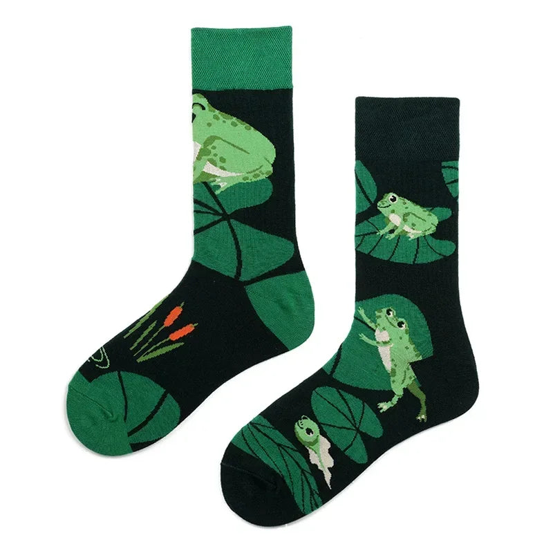 WY_New Asymmetrical Couples Mandarin Ducks Cotton Socks – Fashion Sports Colorful Medium & High Sleeve Unisex Crew Socks, Trendy Couple Gift Socks