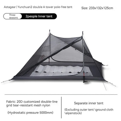 ASTA GEAR Yun Chuan 15D Nylon Ultralight Tent – Double-Sided Silicon-Coated, Rodless Pyramid Design for Camping & Hiking