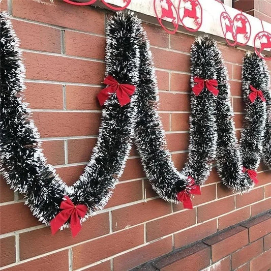 1PCS 2M Christmas Ribbon Garland – Festive Decoration for Tree, Kitchen, Bar Tops, Wedding & Party Ornaments
