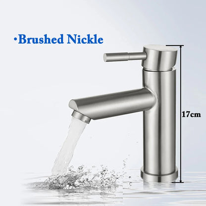 Matte Black Basin Sink Faucet - Deck Mounted Hot & Cold Water Mixer Tap for Bathroom Lavatory Sink (Hose Not Included)