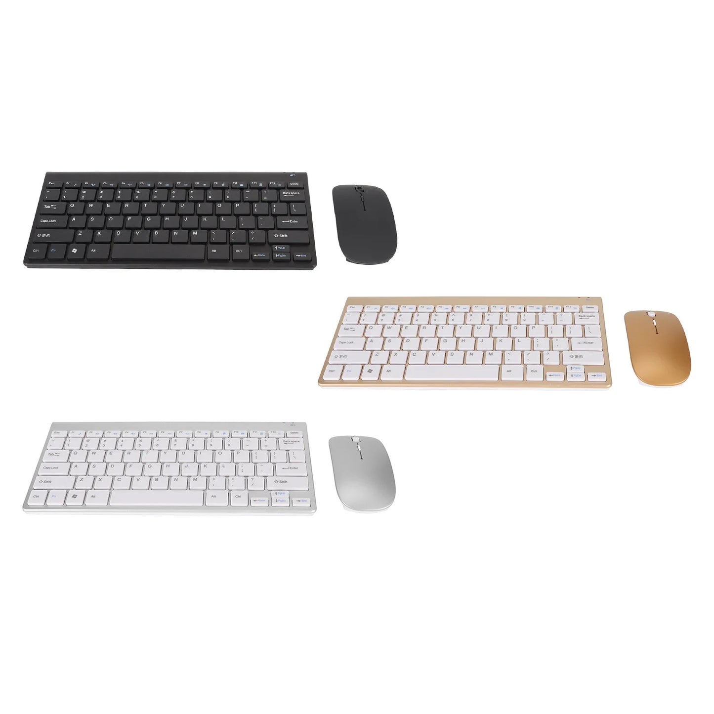 Slim Wireless Keyboard and Mouse Combo – Portable Silent Power-Saving Kit with LED Indicator for Home