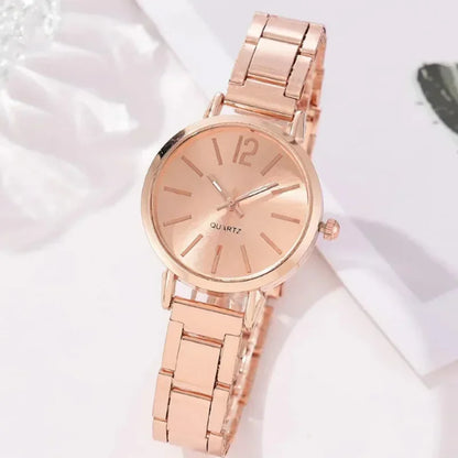 Luxury Watch for Women - Simple Round Dial Stainless Steel, Fashion Gold Bracelet Quartz Wristwatch, Stylish for Students & Ladies, Reloj Mujer