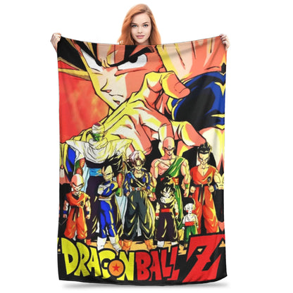 Dragon Ball Z Anime Blanket – Goku Flannel Throw for Bed & Sofa, Warm Cozy DBZ Blanket for Spring & Autumn