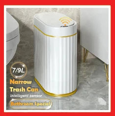 7/9L Automatic Sensor Trash Can – Smart Induction Garbage Bin with Roman Striped Design for Bathroom & Kitchen
