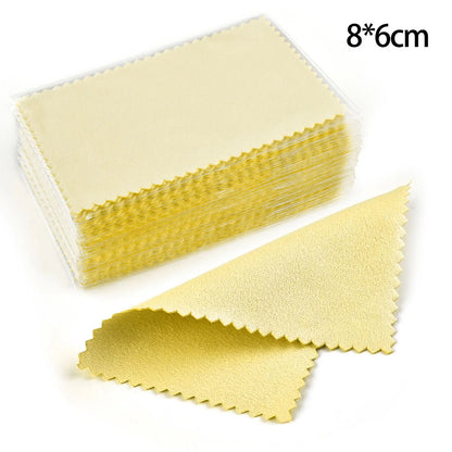 50pcs Silver Polishing Cloths – Soft Cleaning Wipes for Necklaces, Rings & Jewelry Care (10x6.5cm & 8x8cm)
