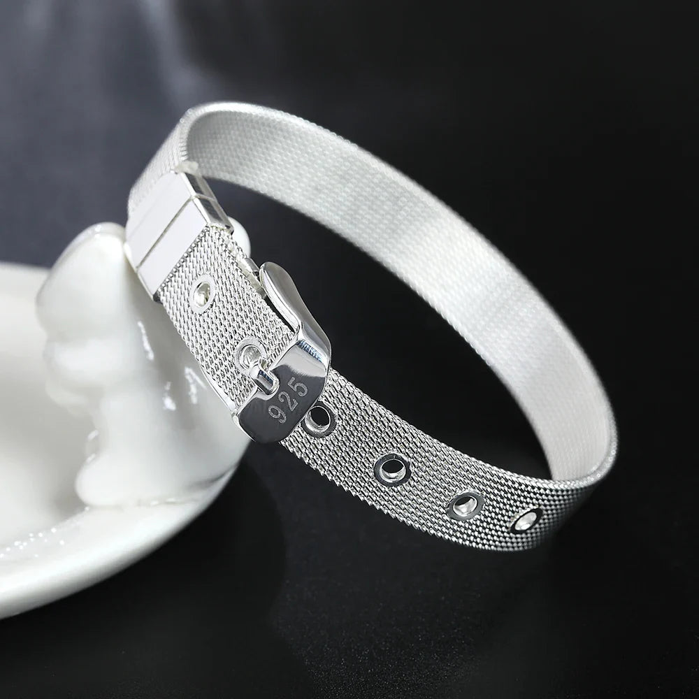 925 Sterling Silver Watchband Chain Bracelet — Luxury Jewelry for Women, Wedding & Party Gift