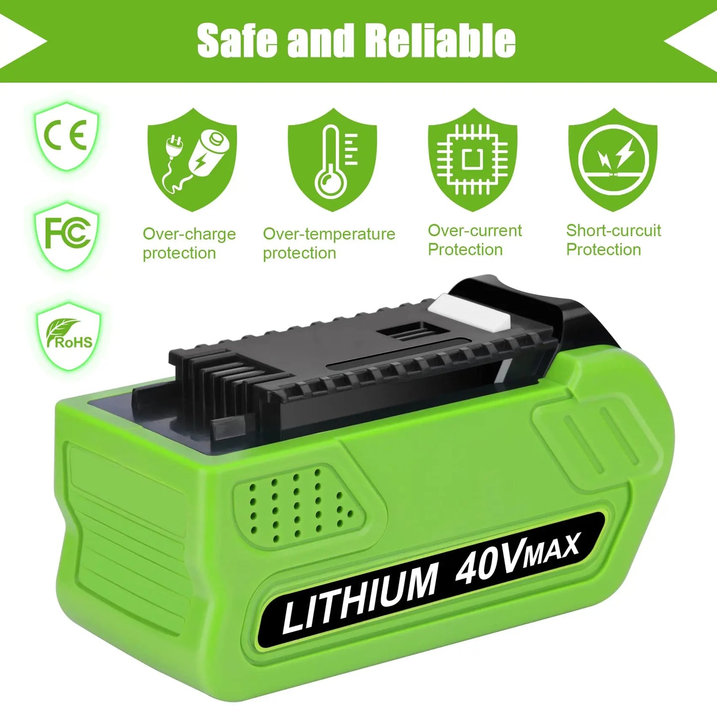 Greenworks 40V 6.0Ah G-MAX Li-Ion Battery – Compatible with 29472, 29462, 29252, 20202, 22262 Cordless Power Tools (Not Gen 1)