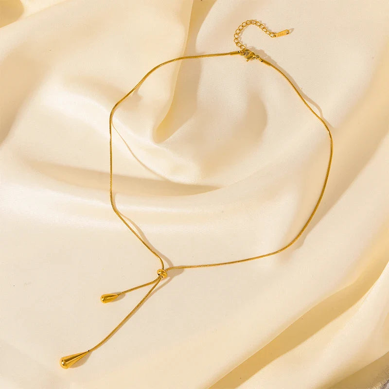GANEMLY 316L Stainless Steel Water Drop Pendant Necklace – Trendy 18K Gold Plated Women’s Jewelry Gift