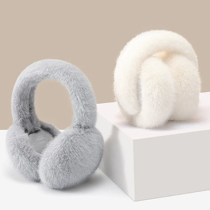 Soft Plush Ear Warmers Winter Earmuffs for Women & Men - Solid Color Cold Protection Earflap Outdoor Ear Covers