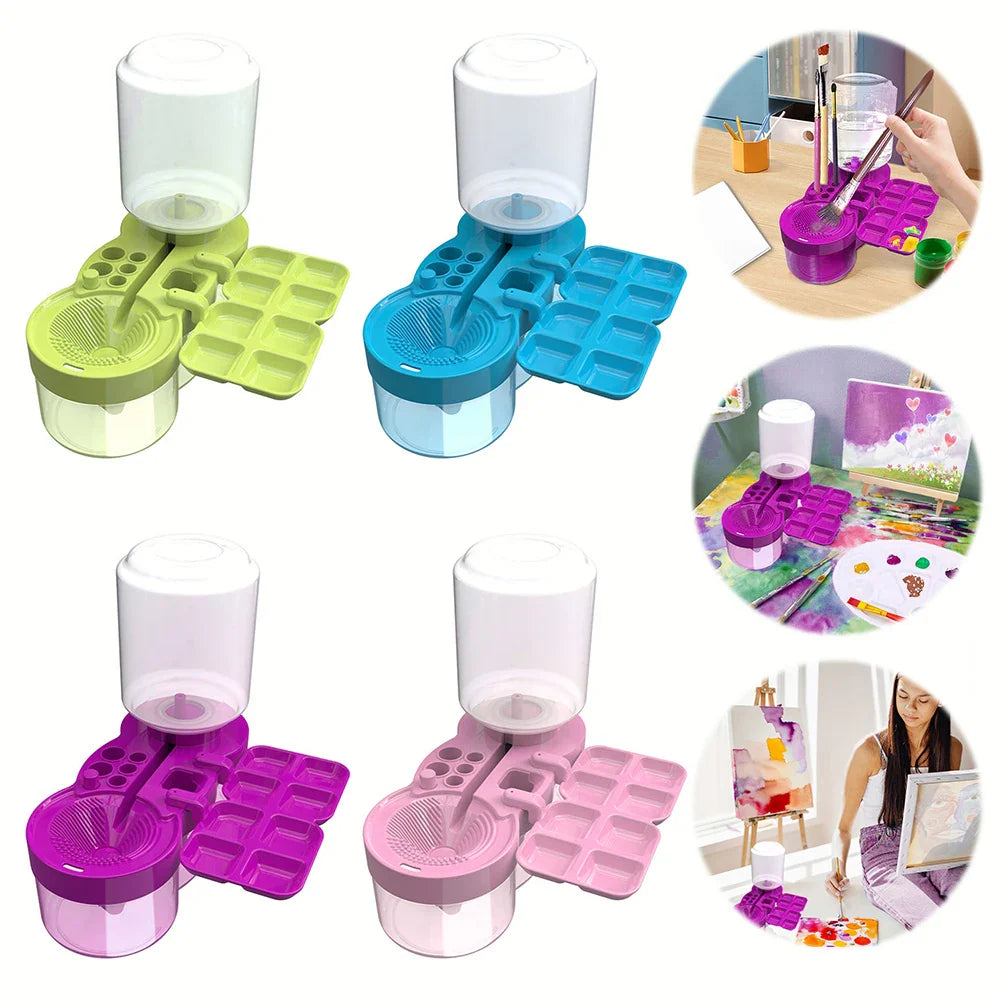 Automatic Paint Brush Washer with Drain Button – Water Circulation Cleaner for Acrylic & Water-Based Brushes