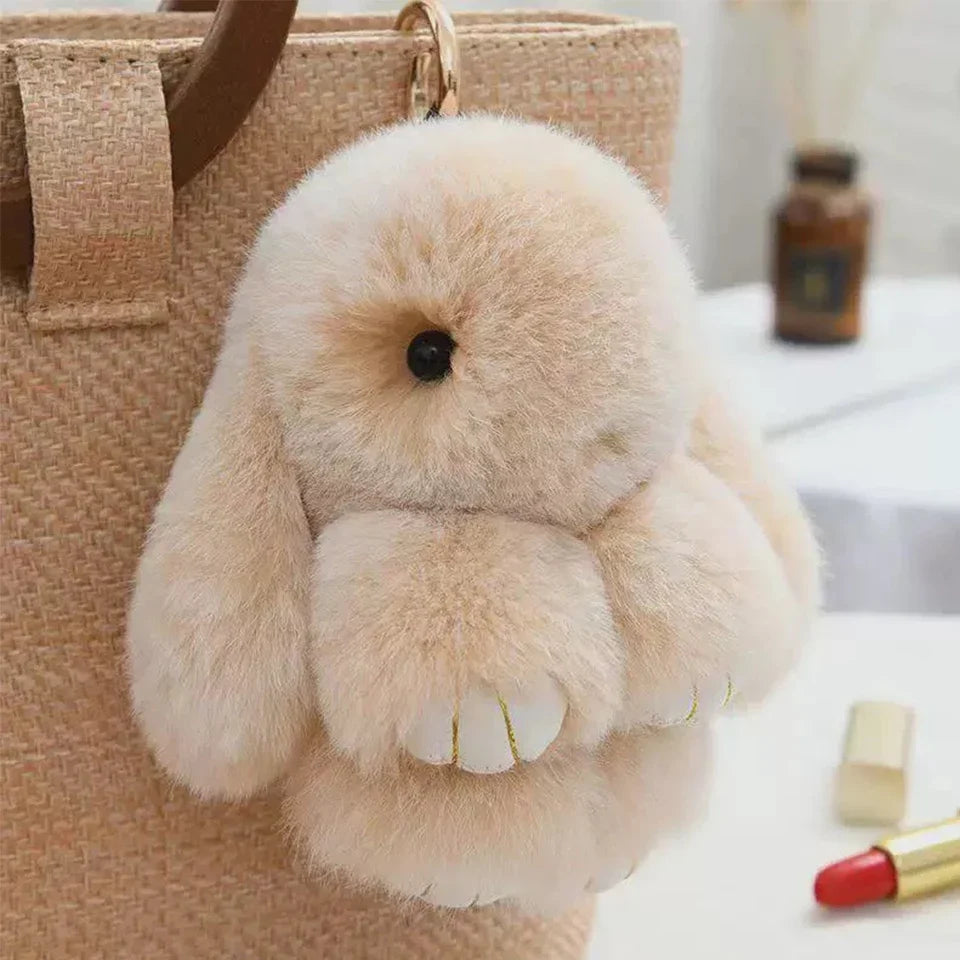 15cm Rabbit Fur Keychain - Cute Bag Charm, Car Pendant and Gift Accessory