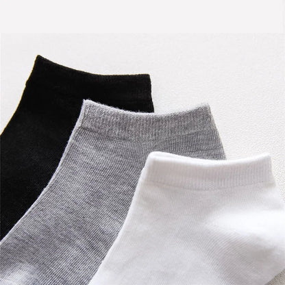 Unisex Ankle Socks Set – Solid Black White Gray Breathable Cotton Invisible Sports Short Socks for Men & Women (5/10 Pairs Pack)